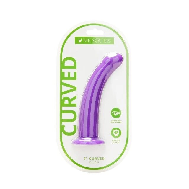 ME YOU US Dildo Purple Curved Silicone Dildo compatibil cu hamuri strap-on hipoalergenic lungime 19 cm mov
