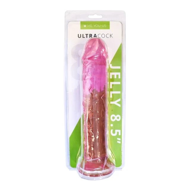 ME YOU US Dildo Ultra Cock Jelly compatibil cu hamuri strap-on rezistent la apa lungime 22 cm culoare roz