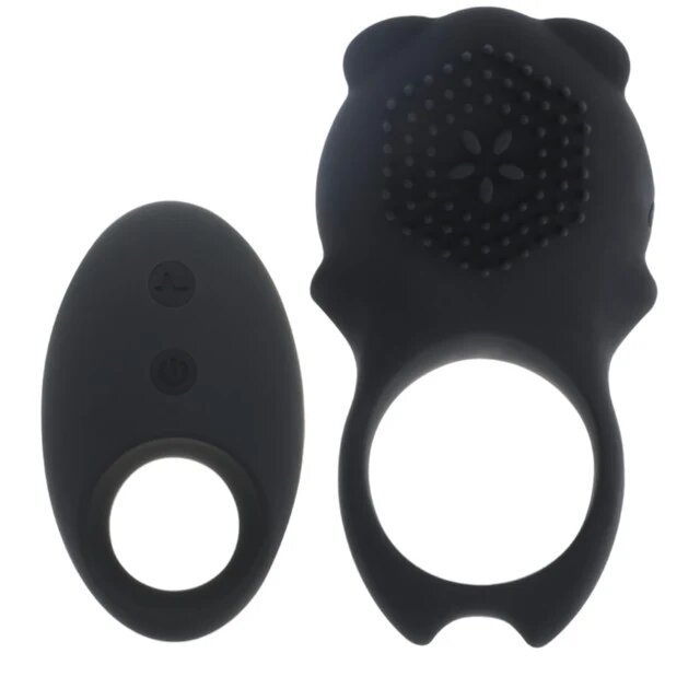 MIA Inel vibrator - COLOSSEO COCK RING pentru extensia penisului si stimularea clitorisului controlat prin telecomanda din silicon negru