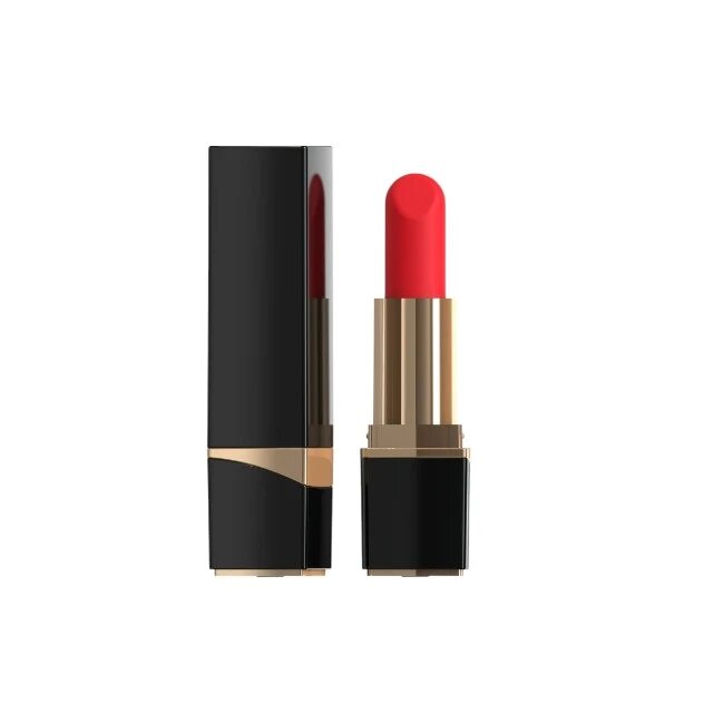 MINA Stimulator clitoris Glossy Lipstick Vibrator în formă de ruj 10 funcții de vibrație rezistent la apă IPX7 negru cu roșu