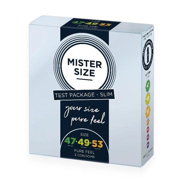 Mister Size Set 3 prezervative Test Set lubrifiate din latex diametru 47/49/53 mm