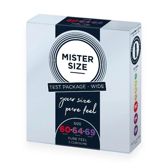 Mister Size Set 3 prezervative Test Set lubrifiate din latex diametru 60/64/69 mm