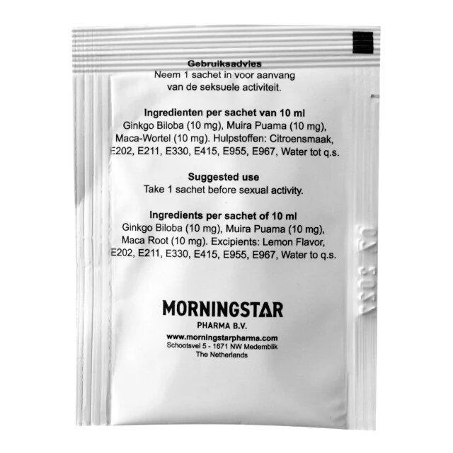 MORNINGSTAR PHARMA Jeleu LIBIDOJELLY pentru libido masculin fertilitate și erecții puternice cu ginkgo biloba și maca 7 plicuri x 10 ml