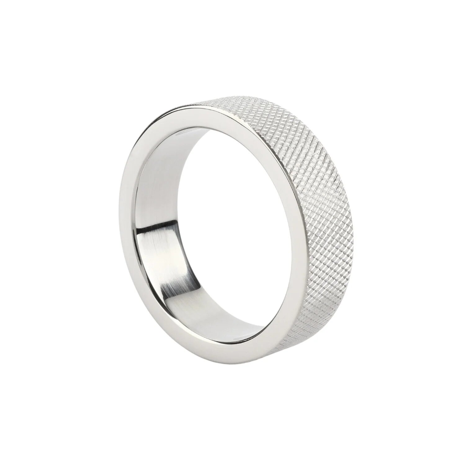 MR. STEEL Inel pentru penis CrissCross C-Ring cu design geometric din oțel inoxidabil diametru 4.5 cm (mic) argintiu