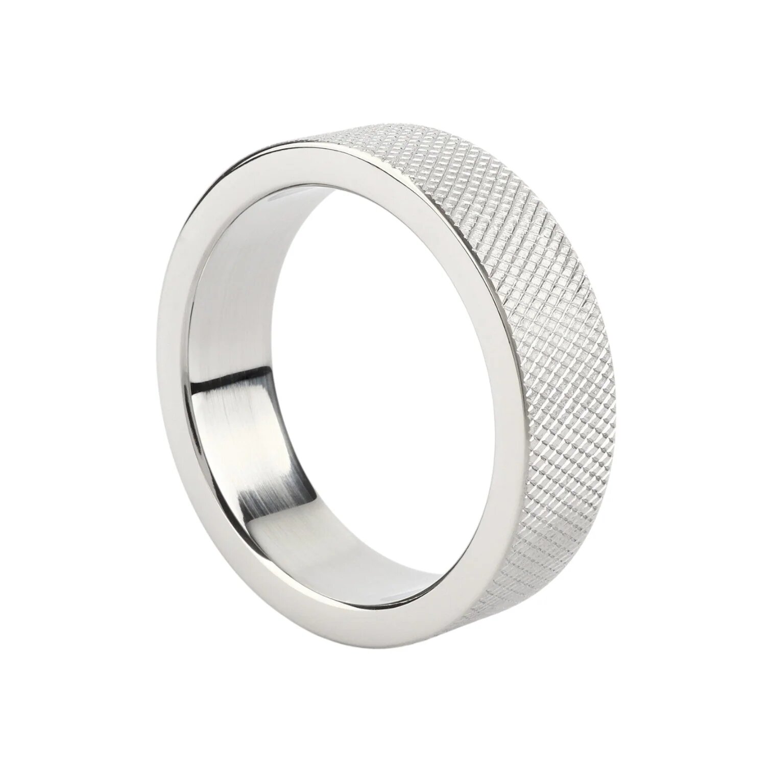 MR. STEEL Inel pentru penis CrissCross C-Ring cu design geometric din oțel inoxidabil diametru 5.5 cm (mare) argintiu