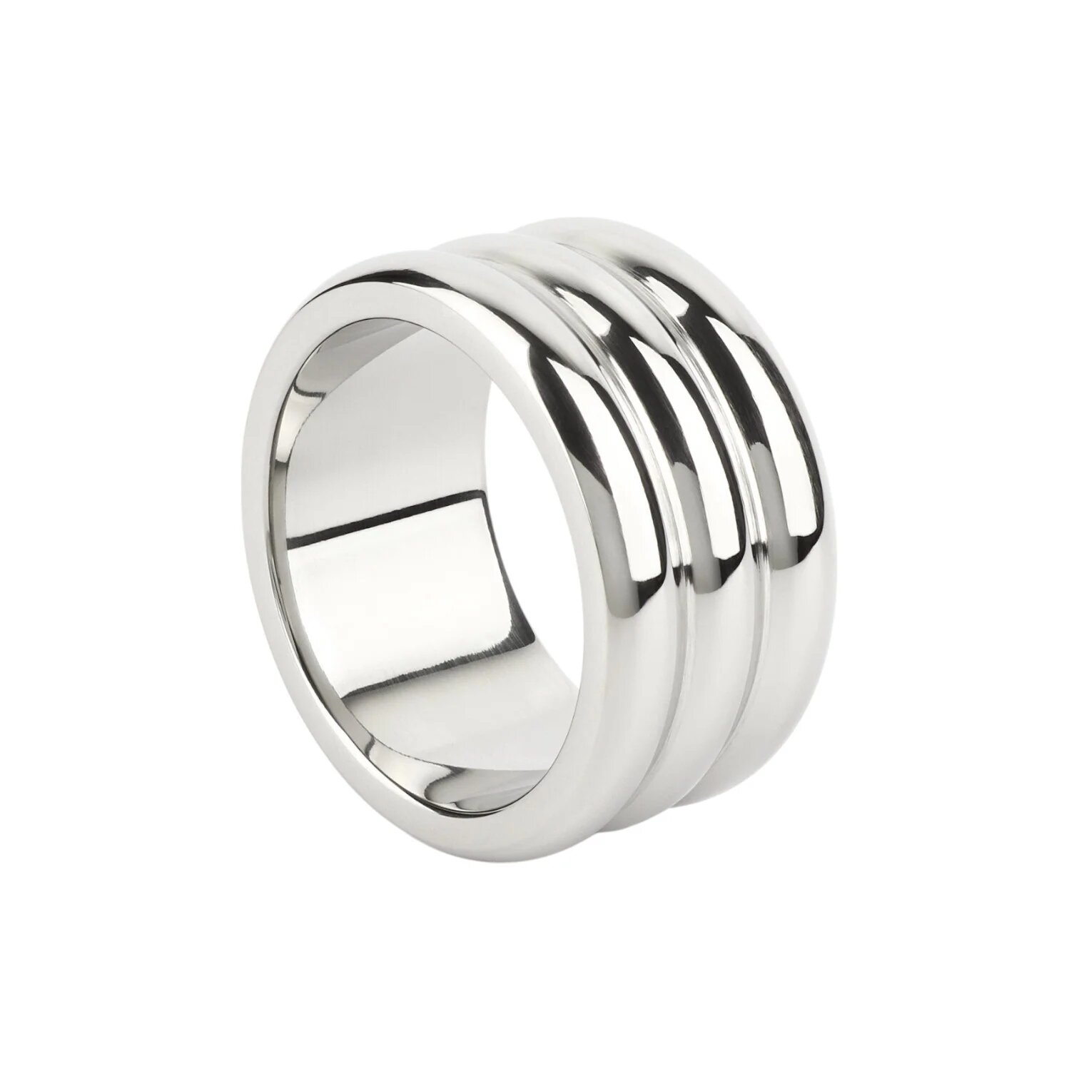 MR. STEEL Inel pentru penis Elegant Deep C-Ring cu striații din oțel inoxidabil diametru 4.5 cm (mic) argintiu