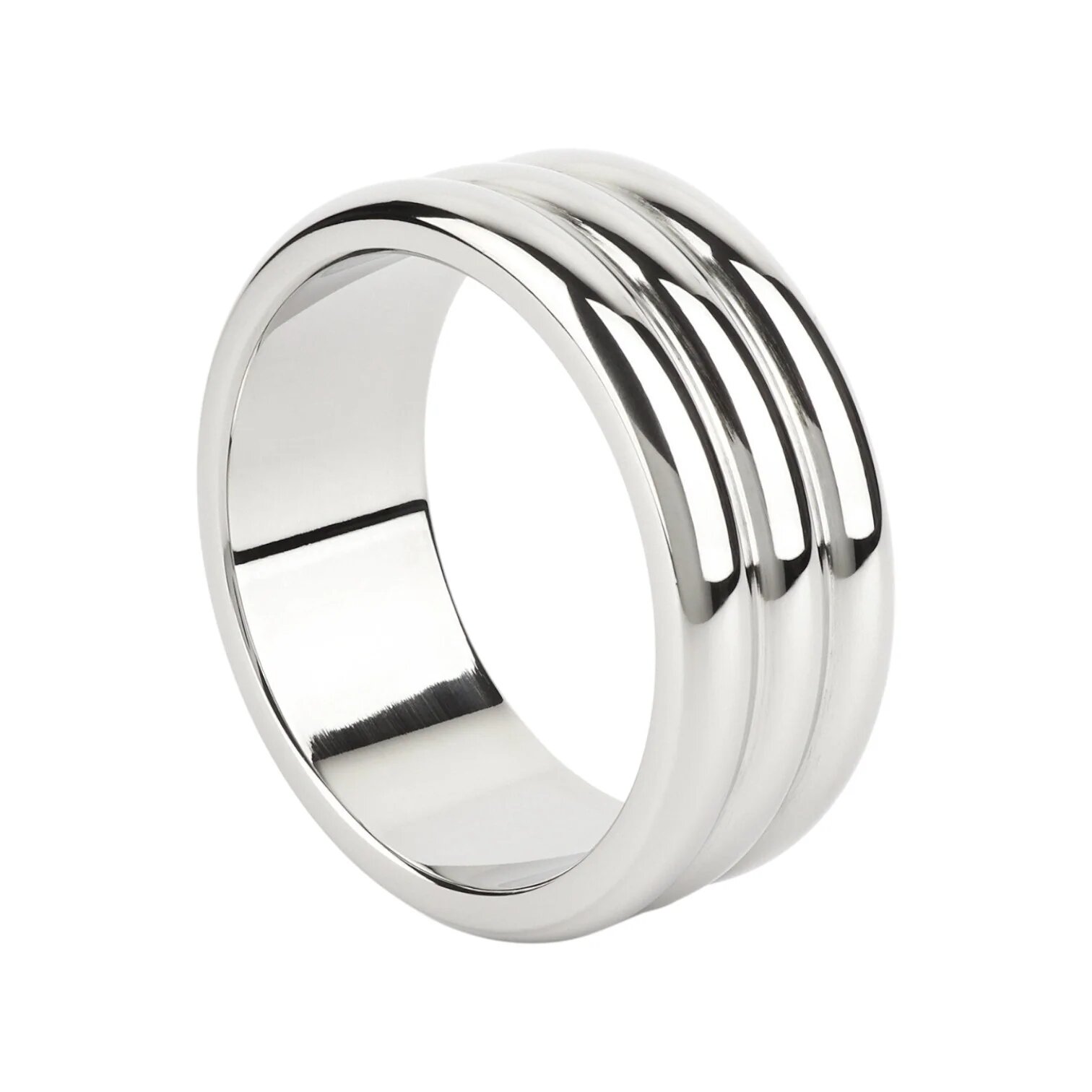 MR. STEEL Inel pentru penis Elegant Deep C-Ring cu striații din oțel inoxidabil diametru 5.5 cm (mare) argintiu