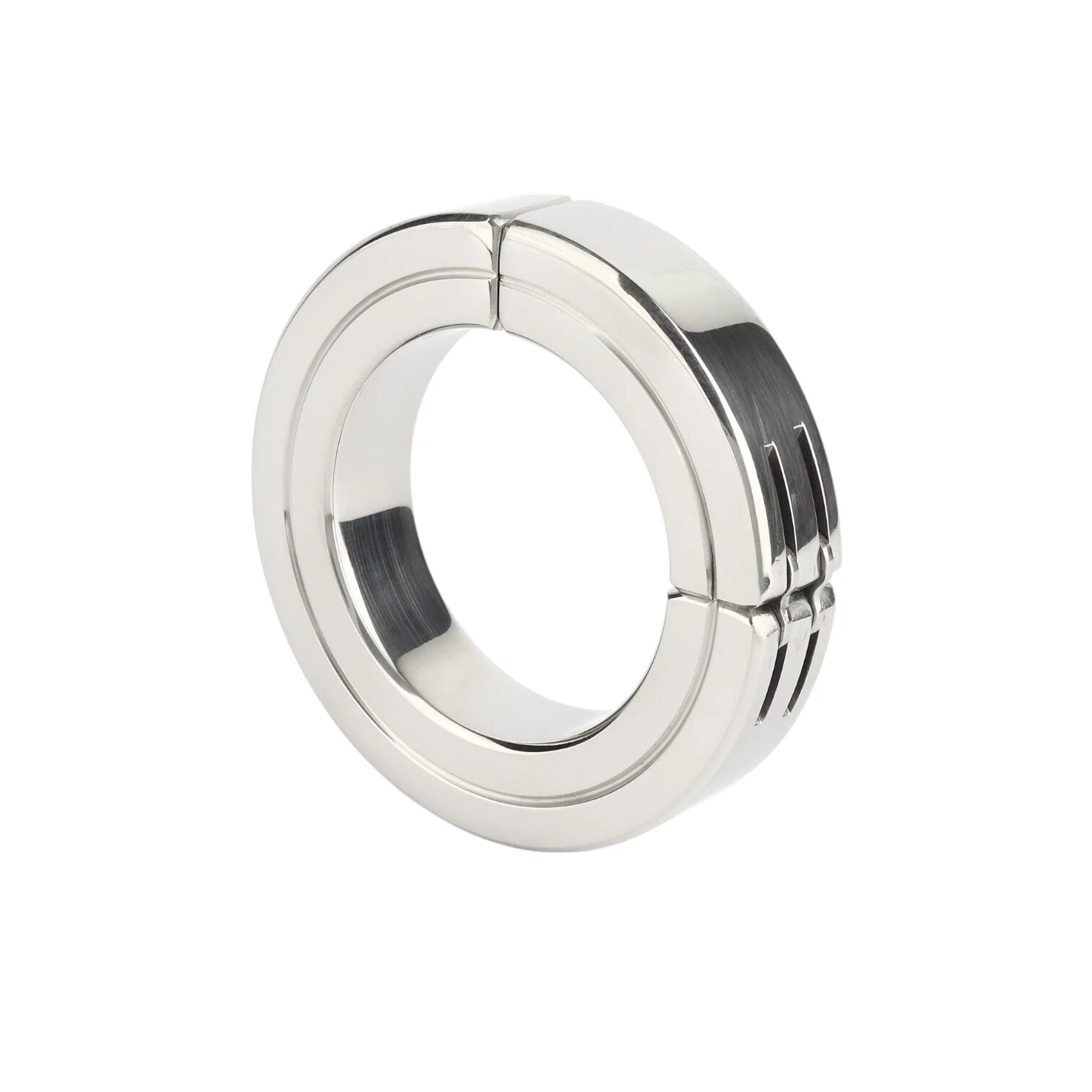 MR. STEEL Inel pentru penis Hinged Magnetic Cockring din oțel inoxidabil cu balama magnetică diametru 5 cm argintiu