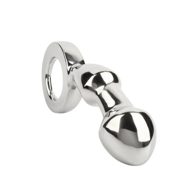 MR. STEEL Plug anal Drang Fun Plug cu inel pentru extracție din oțel inoxidabil lungime 13 cm argintiu