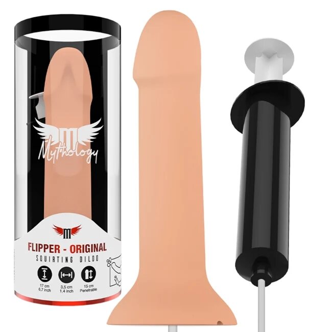 MYTHOLOGY Dildo cu functie de ejaculare Flipper Squirting Dildo silicon moale si flexibil culoarea pielii 17 cm