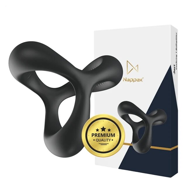 NAPPEX Inel pentru penis - Jari dublu pentru stimularea erectiei din silicon negru