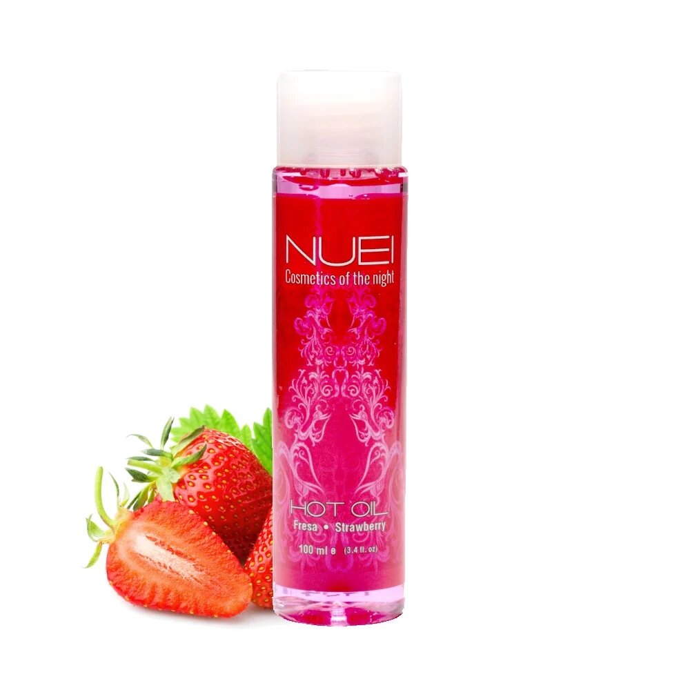NUEI Ulei de masaj - HOT OIL sarutabil cu efect de incalzire si aroma de Capsuni 100 ml