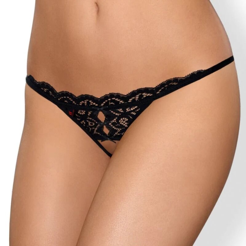 Obsessive Chilot tanga sexy 831-THC-1 Crotchless S/M negru