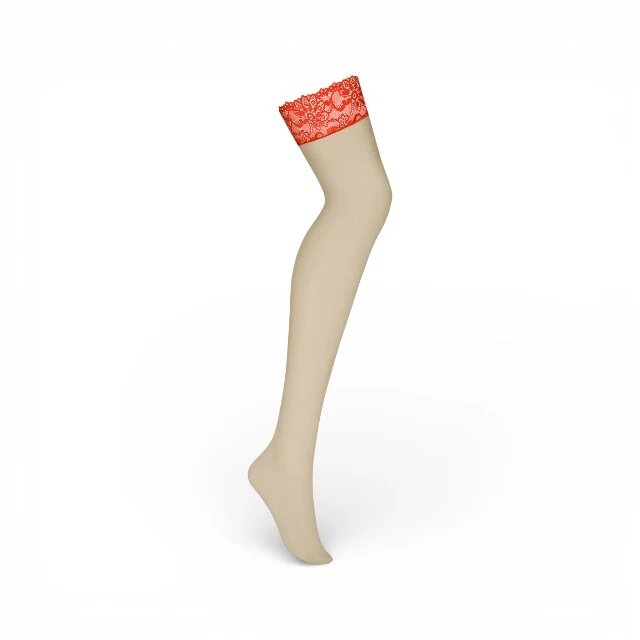 Obsessive Dresuri sexy pentru portjartier cu benzi din dantelă roșie culoarea pielii mărime L/XL (model 838-STO-3)
