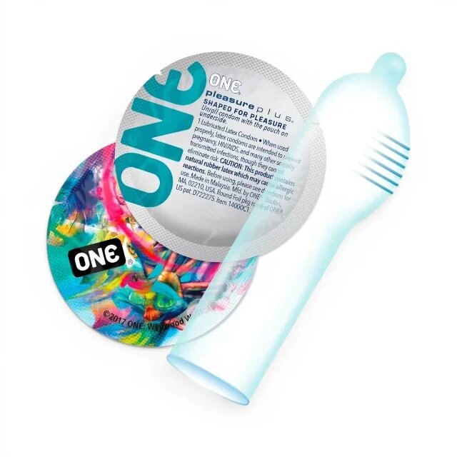 ONE Prezervative Pleasure Plus din latex Sensatex lubrifiate rezistente cu vârf larg și texturat diametru 53 mm 12 buc