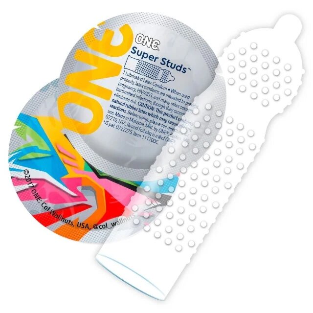 ONE Prezervative Super Studs cu bile din latex Sensatex lubrifiate diametru 53 mm 12 buc