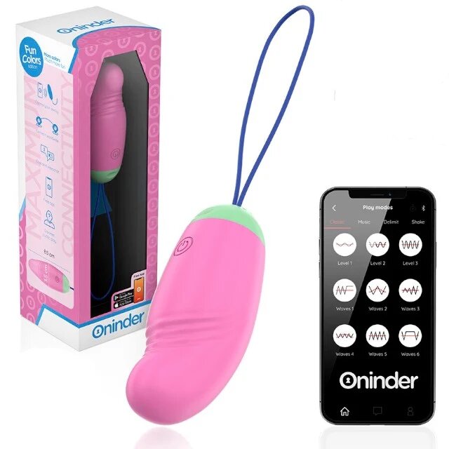 ONINDER Ou vibrator Love Pleasure Fun Colors control prin aplicație cu funcție de rotație 360° din silicon roz deschis