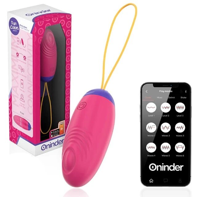 ONINDER Ou vibrator Love Pleasure Fun Colors control prin aplicație cu funcție de vibrații în valuri din silicon roz intens