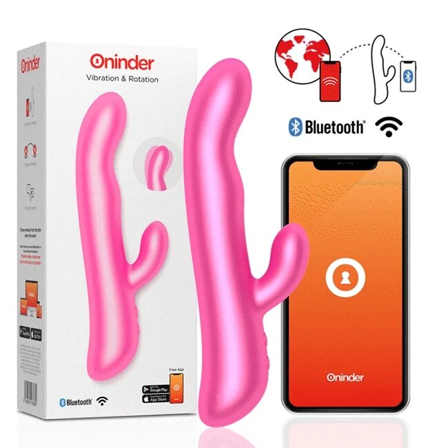 ONINDER Vibrator tip rabbit - Oslo pentru stimulare multipla prin rotatii cu 10 niveluri de vibratie incarcare USB din slicon culoare Roz 23 cm