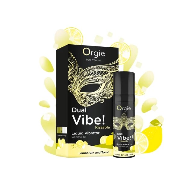 Orgie Gel Dual Vibe! Kissable - Lemon Gin and Tonic pentru stimulare clitoris si excitare efect incalzire si furnicaturi 15 ml