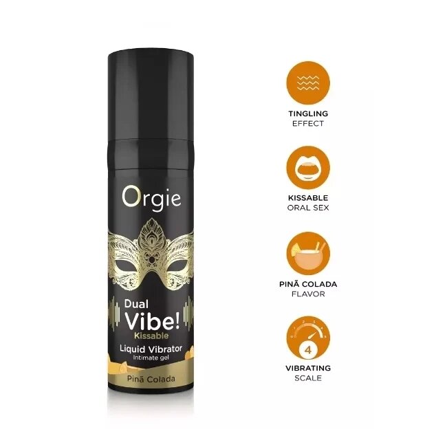 Orgie Gel Dual Vibe!Kissable - Pina Colada pentru stimulare clitoris si excitare efect incalzire si furnicaturi 15 ml