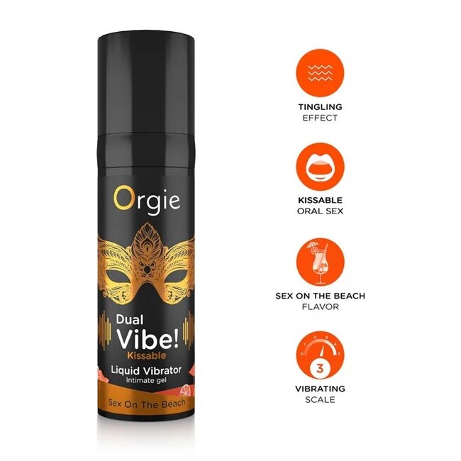 Orgie Gel Dual Vibe! Kissable - Sex On The Beach pentru stimulare clitoris si excitare efect incalzire si furnicaturi 15 ml