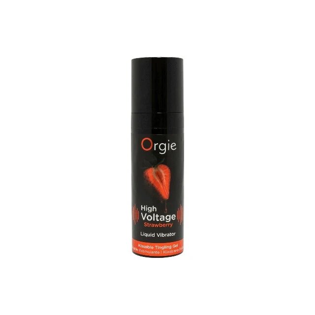 Orgie Gel High Voltage Strawberry Liquid Vibrator pentru stimularea clitorisului cu efect de vibrație și furnicături aromă de căpșuni 15 ml