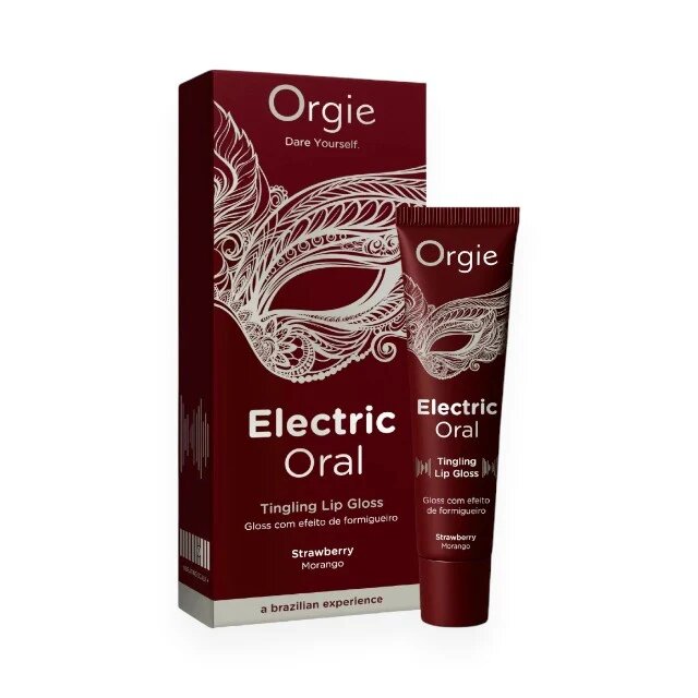 Orgie Luciu de buze pentru sex oral Electric Oral cu efect de stimulare aromă de căpșuni 10 ml