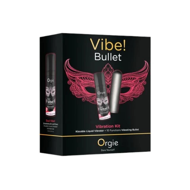 Orgie Set erotic Vibe! Bullet gel intim aromat Dual Vibe! cu efect de furnicături + vibrator bullet cu 10 funcții de vibrație (roz)
