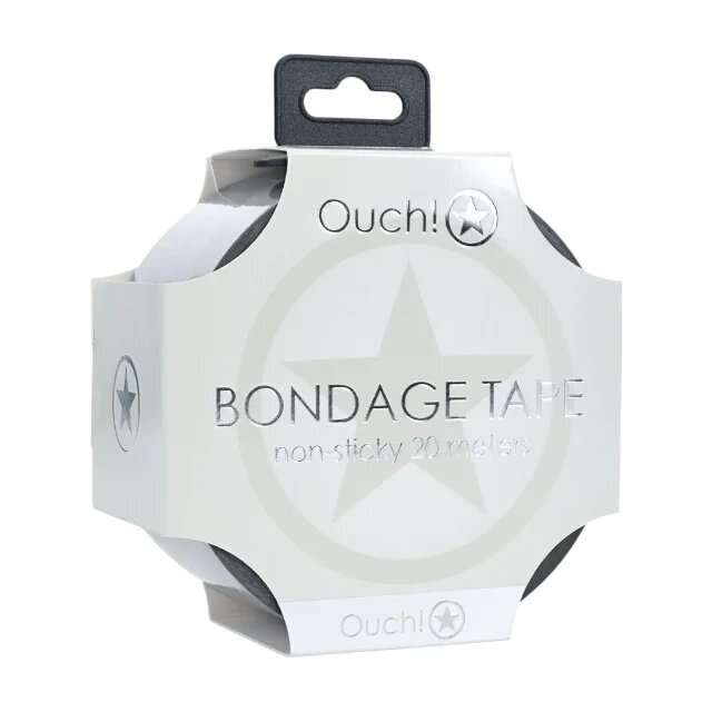 Ouch! Bandă Bondage Tape pentru jocuri erotice BDSM nelipicioasă lungime 20 m culoare argintiu