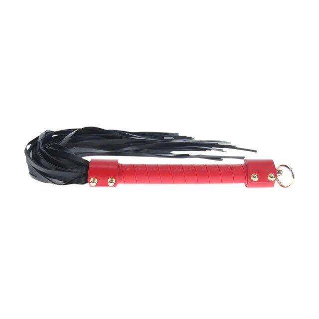Ouch! Bici Flogger - Milan Collection pentru jocuri erotice BDSM din piele îmbinată culoare roșu cu negru