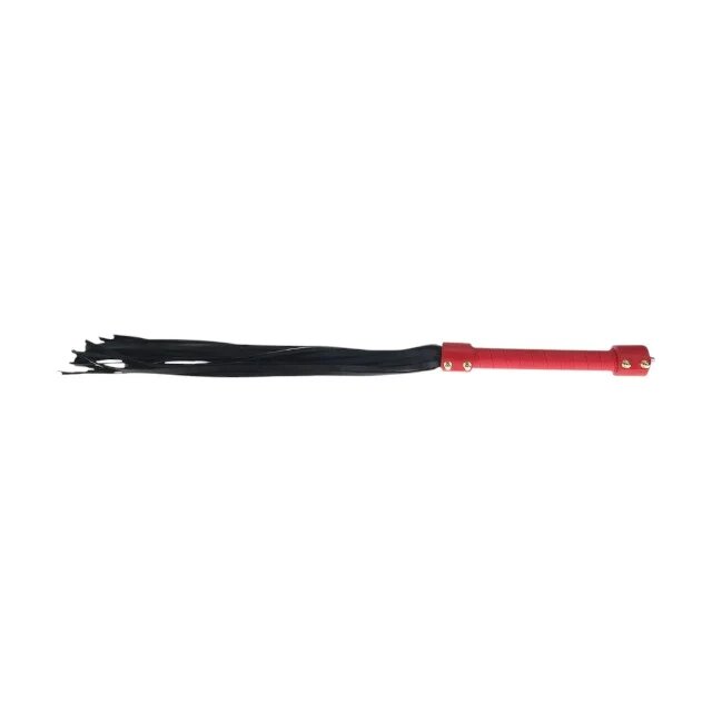 Ouch! Bici Flogger - Milan Collection pentru jocuri erotice BDSM din piele îmbinată culoare roșu cu negru