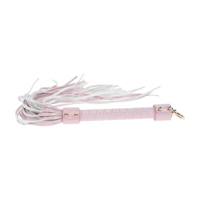 Ouch! Bici Flogger - Paris Collection pentru jocuri erotice BDSM din piele îmbinată culoare roz cu auriu