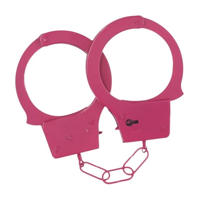 Ouch! Cătușe Classic Metal Handcuffs Pink pentru jocuri erotice BDSM cu buton de eliberare rapidă mărime reglabilă roz