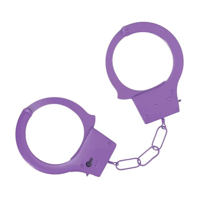 Ouch! Cătușe Classic Metal Handcuffs Purple pentru jocuri erotice BDSM cu buton de eliberare rapidă mărime reglabilă mov