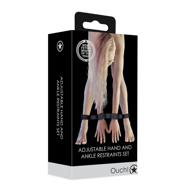 Ouch! Curea pentru jocuri sexuale OUCH - Adjustable Hand and Ankle Restraints culoare neagra