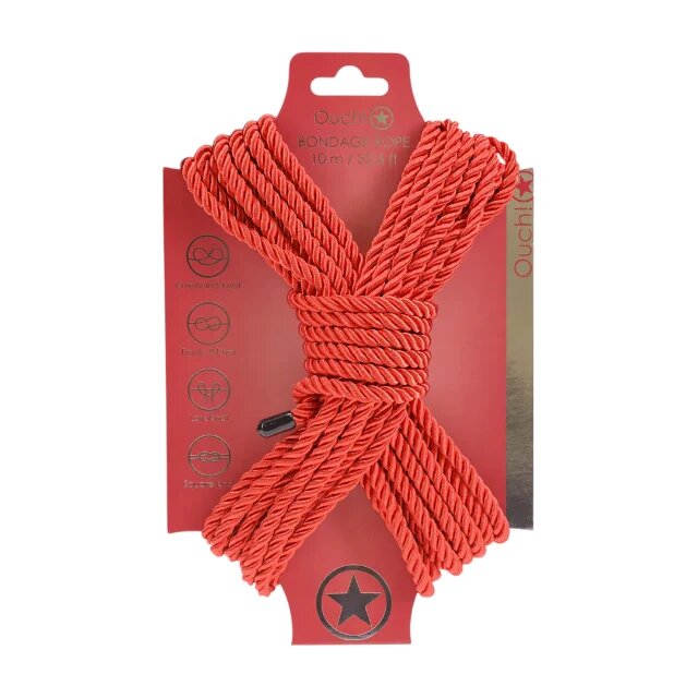 Ouch! Frânghie Bondage Rope pentru jocuri erotice BDSM lungime 10 metri culoare roșu