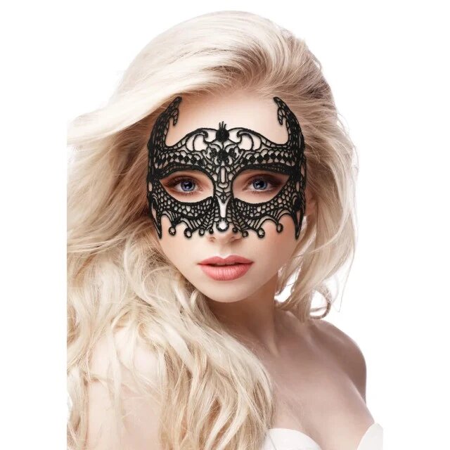 Ouch! Mască Empress Black Lace pentru jocuri erotice din dantelă culoare negru mărime universală