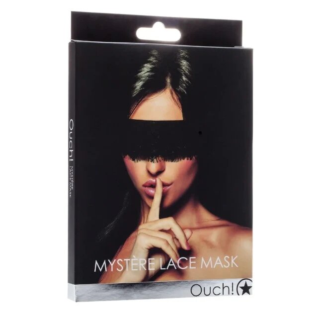Ouch! Mască pentru ochi Mystere Lace Mask pentru jocuri erotice BDSM mărime universală culoare negru