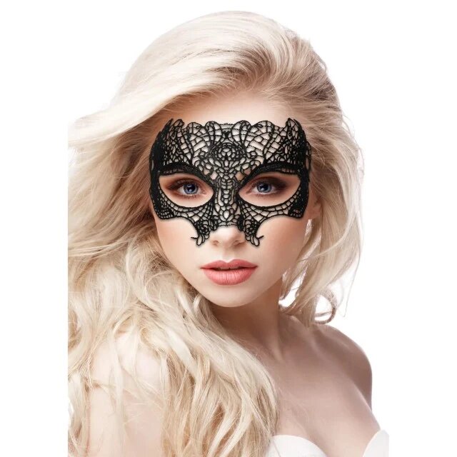 Ouch! Mască Princess Black Lace pentru jocuri erotice din dantelă culoare negru mărime universală