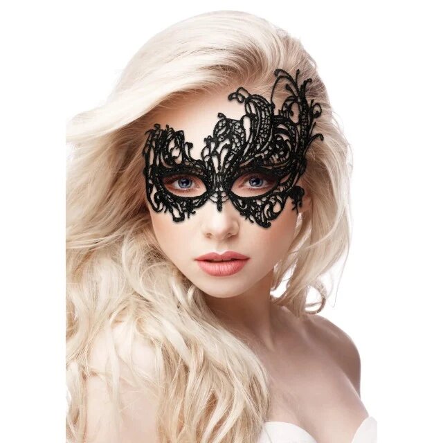 Ouch! Mască Royal Black Lace pentru jocuri erotice din dantelă culoare negru mărime universală