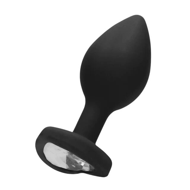 Ouch! Plug anal Regular Diamond Heart Butt Plug bază în formă de inimă cu cristal din silicon flexibil diametru 2.8 cm (mic)