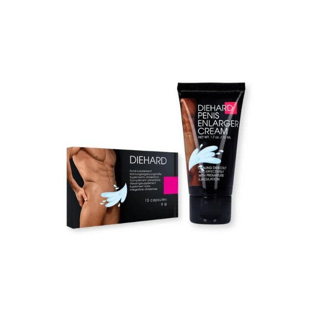  Pachet pentru bărbați: Cremă DIE HARD Penis Enlarger Cream 50 ml + Capsule DIE HARD 10 buc