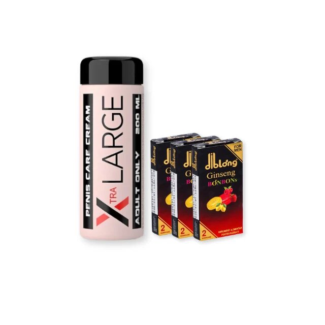  Pachet pentru bărbați: Diblong Ginseng Bonbons supliment alimentar tip bomboane 3 cutii x 2 buc + Cremă intimă X-Tra Large Penis 200 ml