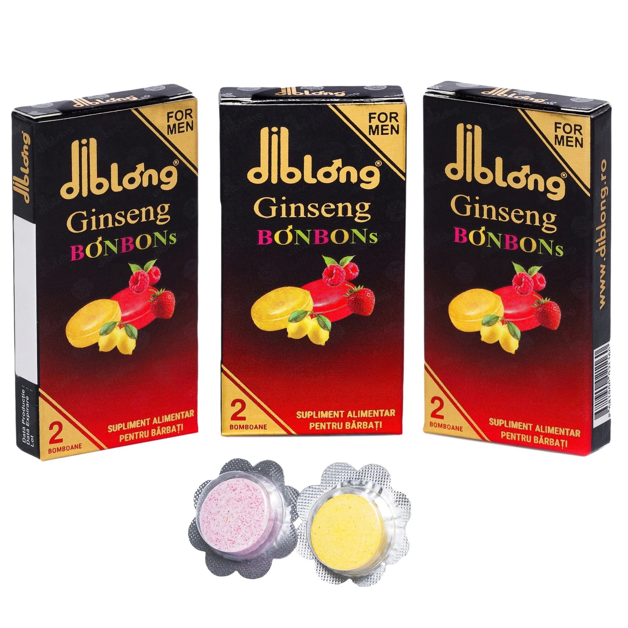  Pachet pentru bărbați: Diblong Ginseng Bonbons supliment alimentar tip bomboane 3 cutii x 2 buc + Cremă intimă X-Tra Large Penis 200 ml