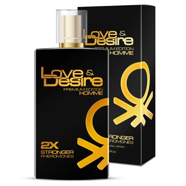  Pachet pentru bărbați: Parfum cu feromoni Love & Desire GOLD bărbați 100 ml + Mostră parfum cu feromoni PHEROSTRONG Wind For Men 1 ml