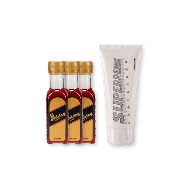  Pachet pentru bărbați: Supliment alimentar DIBLONG tip shot 3 buc + Cremă pentru mărirea penisului SuperPenis 75 ml