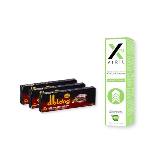  Pachet pentru bărbați: Supliment alimentar pentru bărbați DIBLONG Turkish Delight 3 buc + Cremă libido X-TRA VIRIL 75 ml