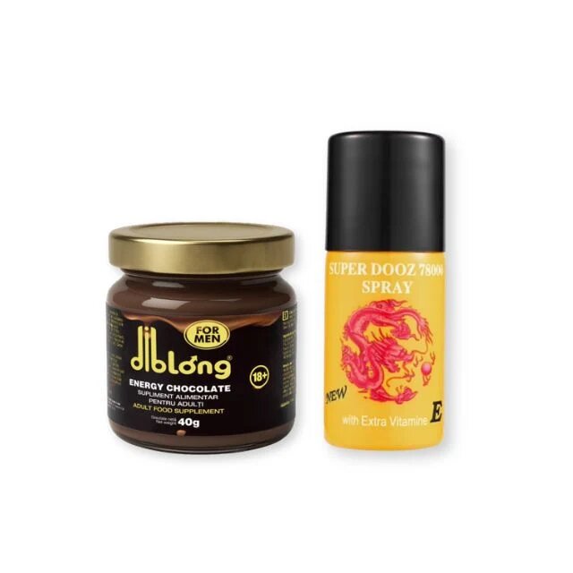  Pachet pentru bărbați: Supliment alimentar sub formă de ciocolată tartinabilă DIBLONG 40 g + Spray Super Dooz 78000 45 ml