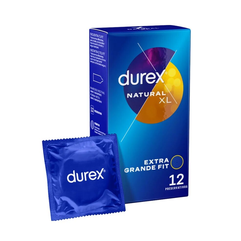  Pachet pentru cupluri: Prezervative Durex Natural XL 12 buc + Lubrifiant pe bază de apă Durex Natural Extra Sensitivo 100 ml